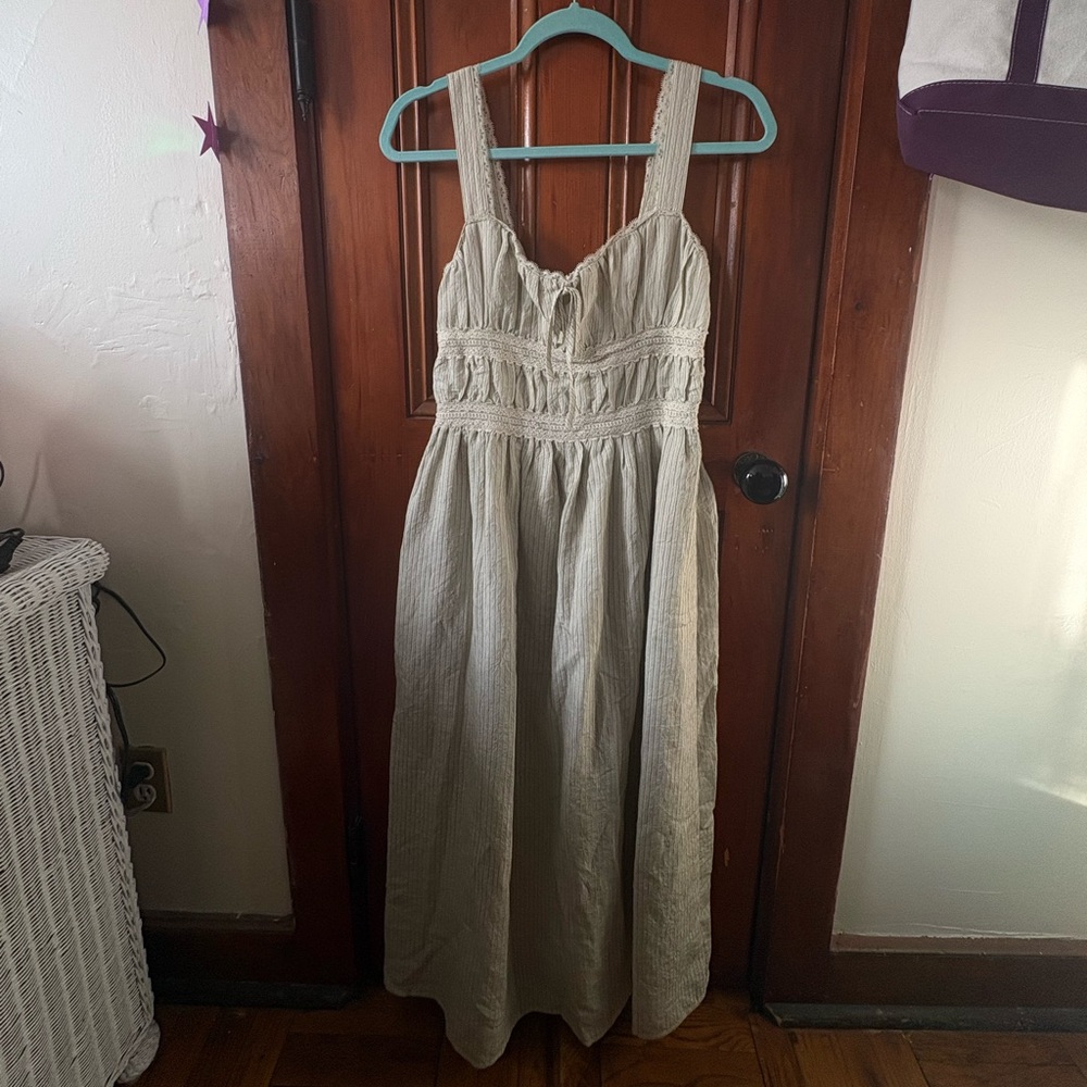 Lush Cream Smocked Maxi Dress with Wide Straps